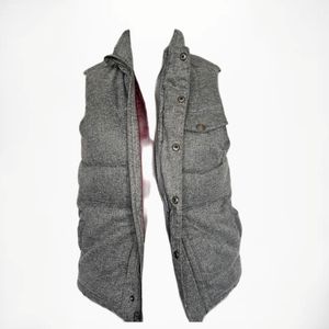 Old Navy Boys/Girls Quilted Gray Puffer Vest Flannel Look Sz L 5 Pockets…